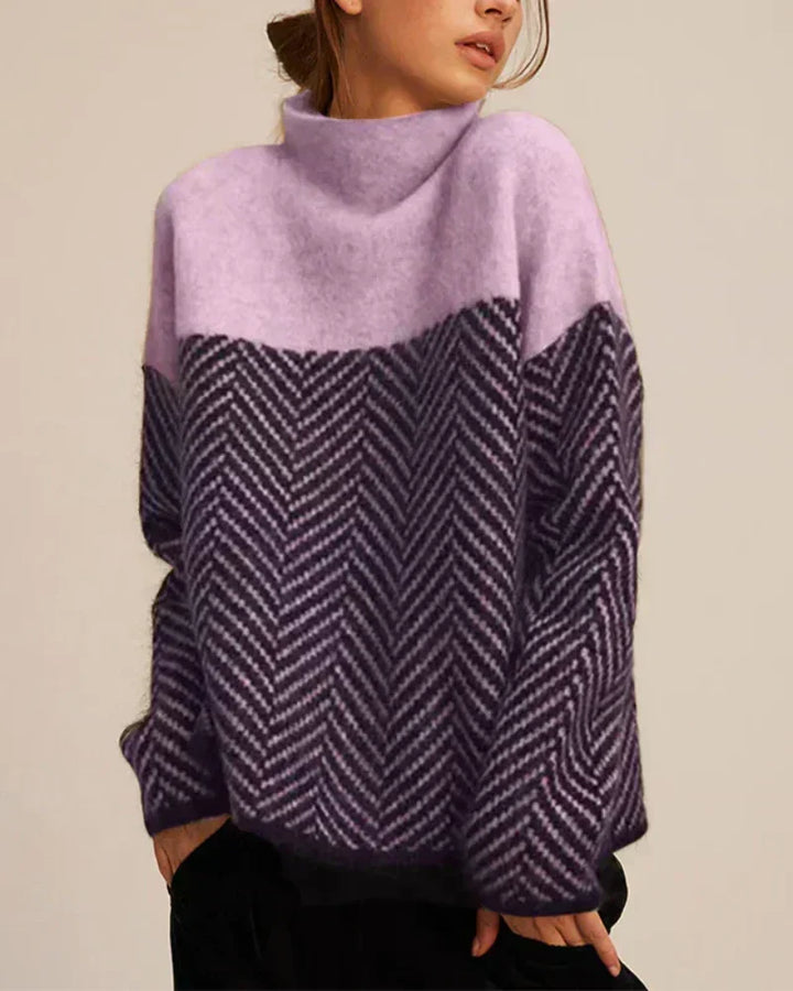 Rhonda – Herringbone Turtleneck Sweater