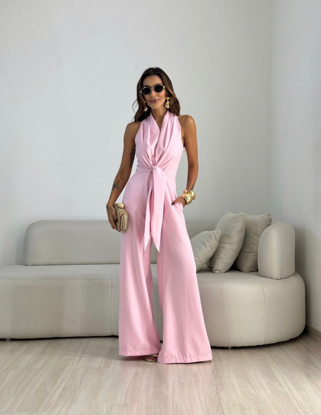Rachel – Halter Neck Wide-Leg Jumpsuit