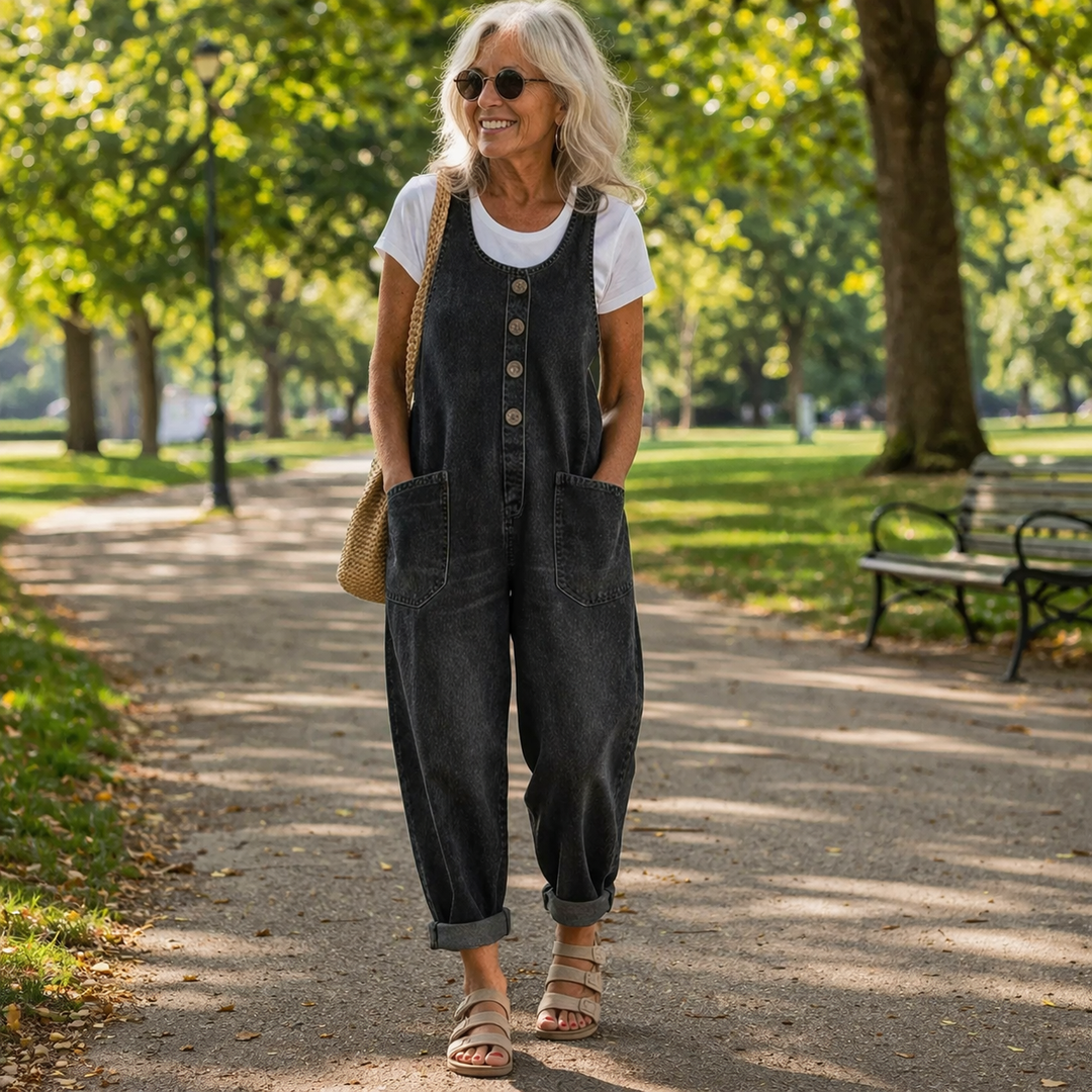 Tara – Relaxed Denim-Look Overalls