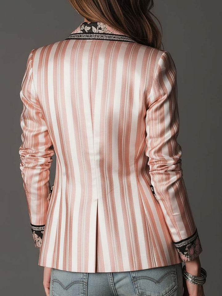 Odessa – Striped Satin-Look Bohemian Blazer
