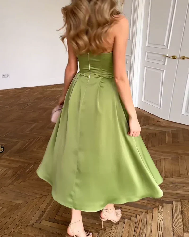 Aliya | Strapless Elegant Midi Dress
