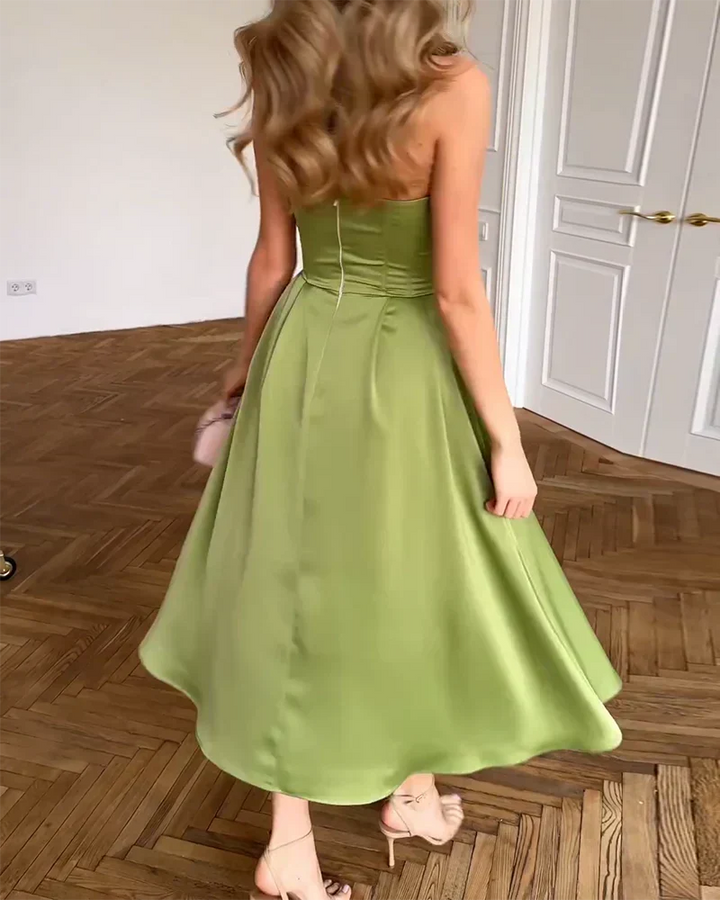 Aliya | Strapless Elegant Midi Dress