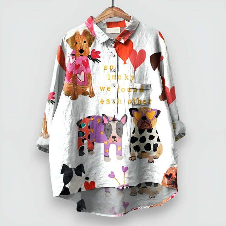 Shifra | Women's Shirt with Dog Print