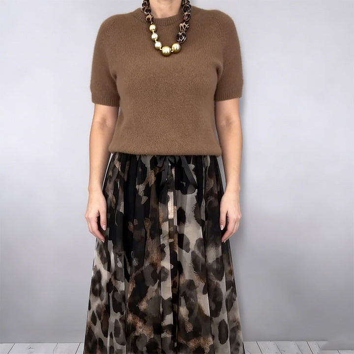 Precious | Leopard Flowy Skirt and Sweater Set