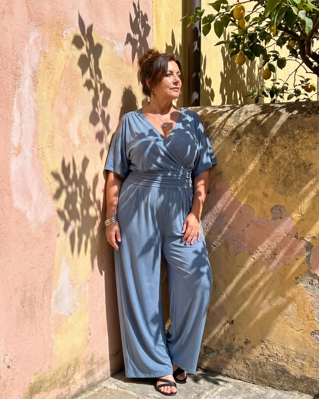 Camille | Cold-Shoulder Wrap-Waist Jumpsuit