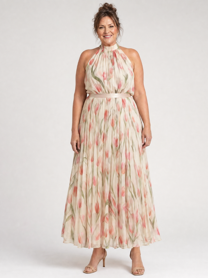 Evelyn | Halter Neck Floral Midi Dress