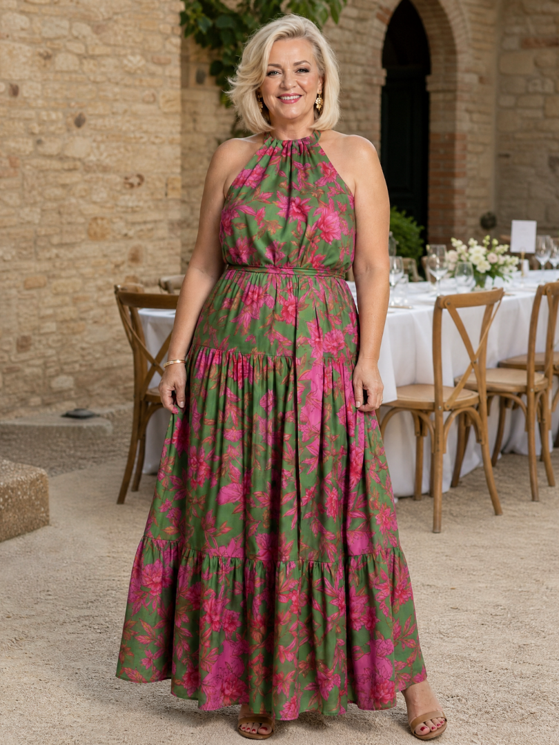 Harper | Draped Halter Midi Dress