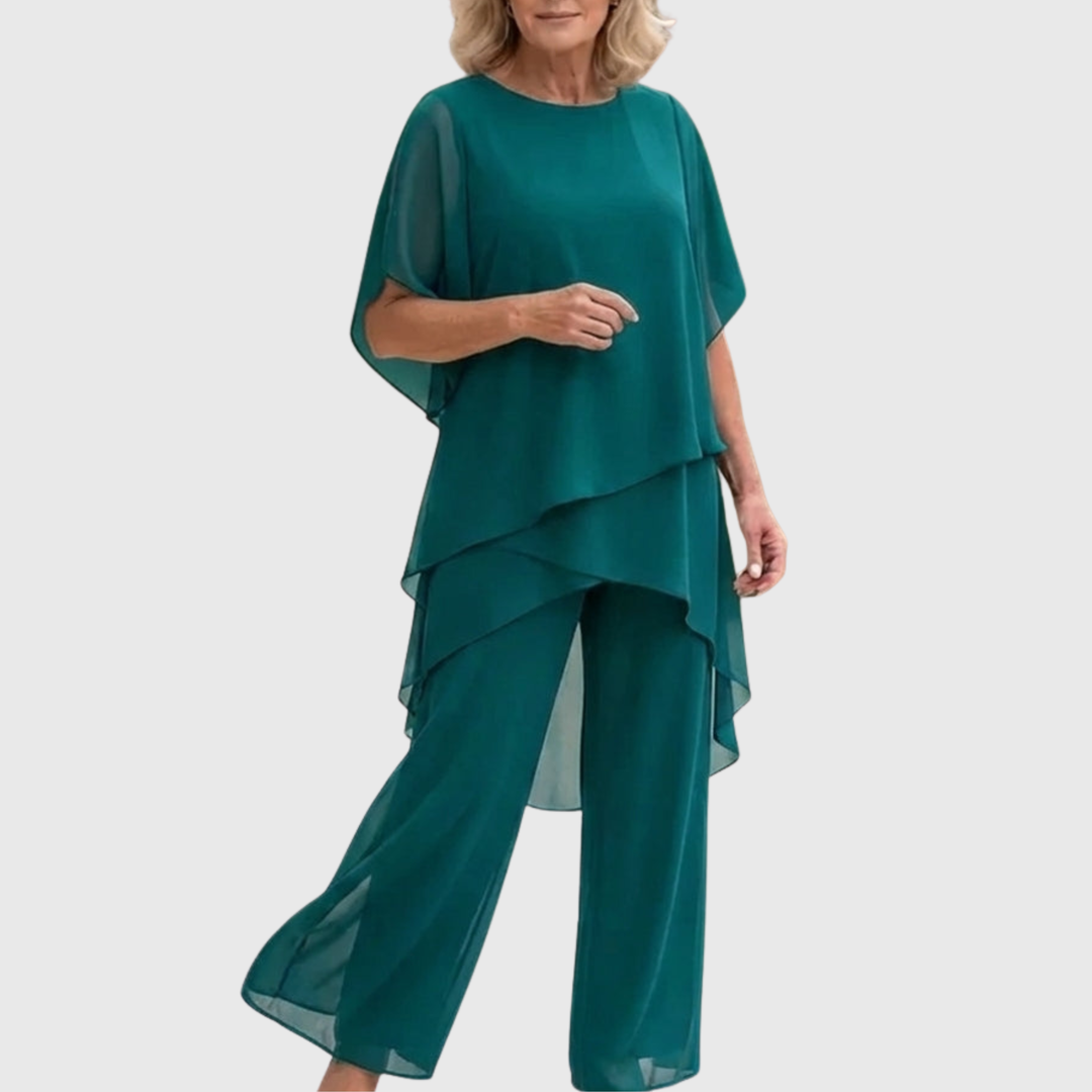 Keelin | Suit with Draped Palazzo Pants