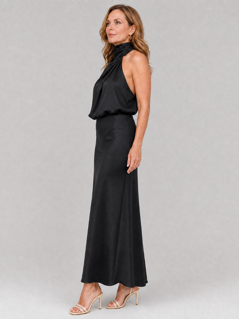 Natalie | Draped Neck Midi Dress