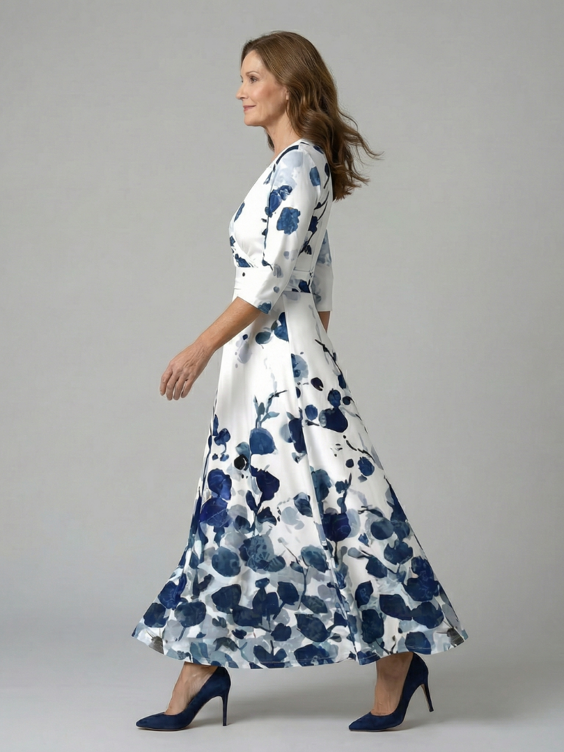 Brya | Cross Wrap Neck Midi Dress