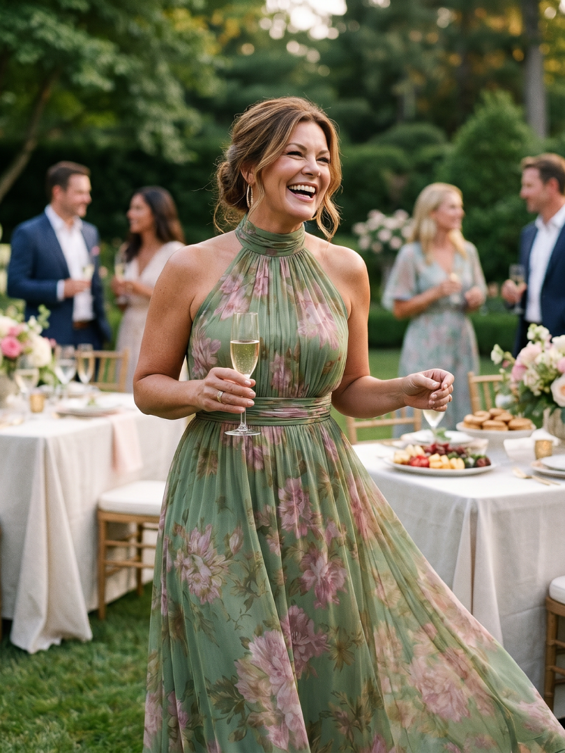 Emma | Gathered Halter Midi Dress