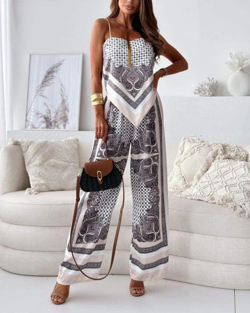 Carolanne | Vacation Ready Stylish Lace-Up Vest & Pants Two-Piece Set Dress