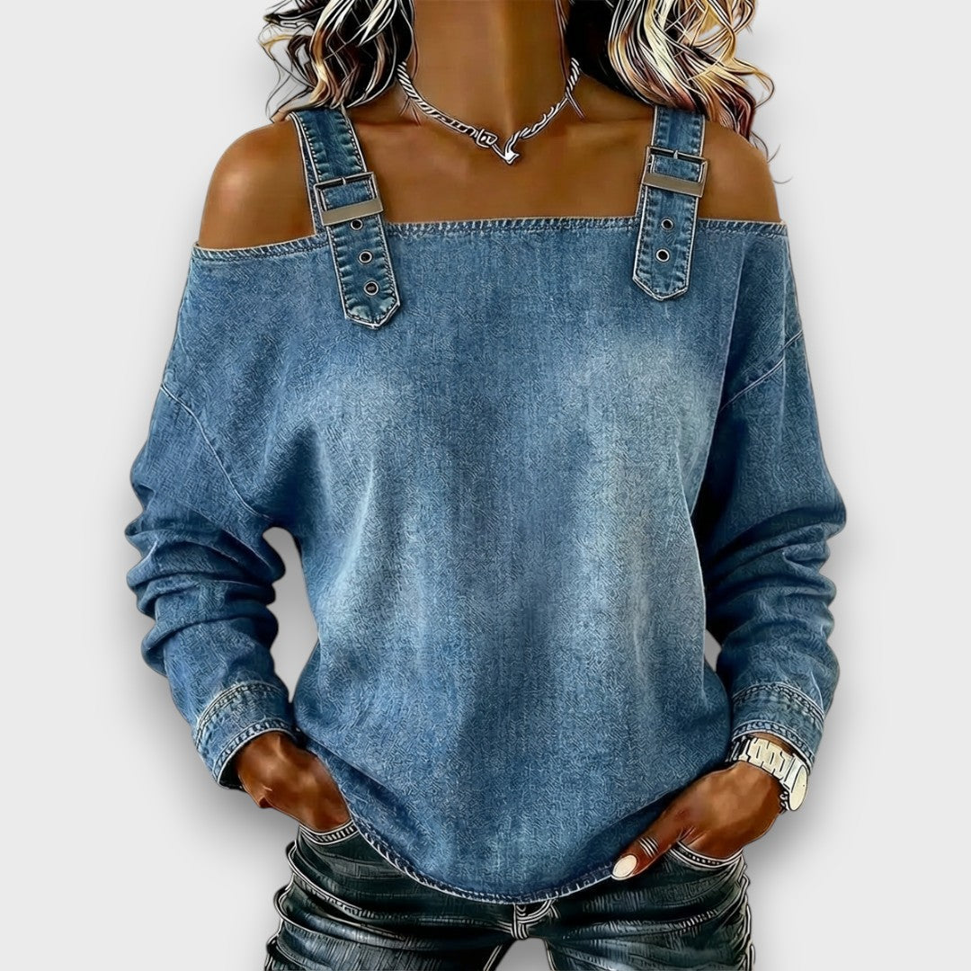 Grace | Off-Shoulder Denim Top