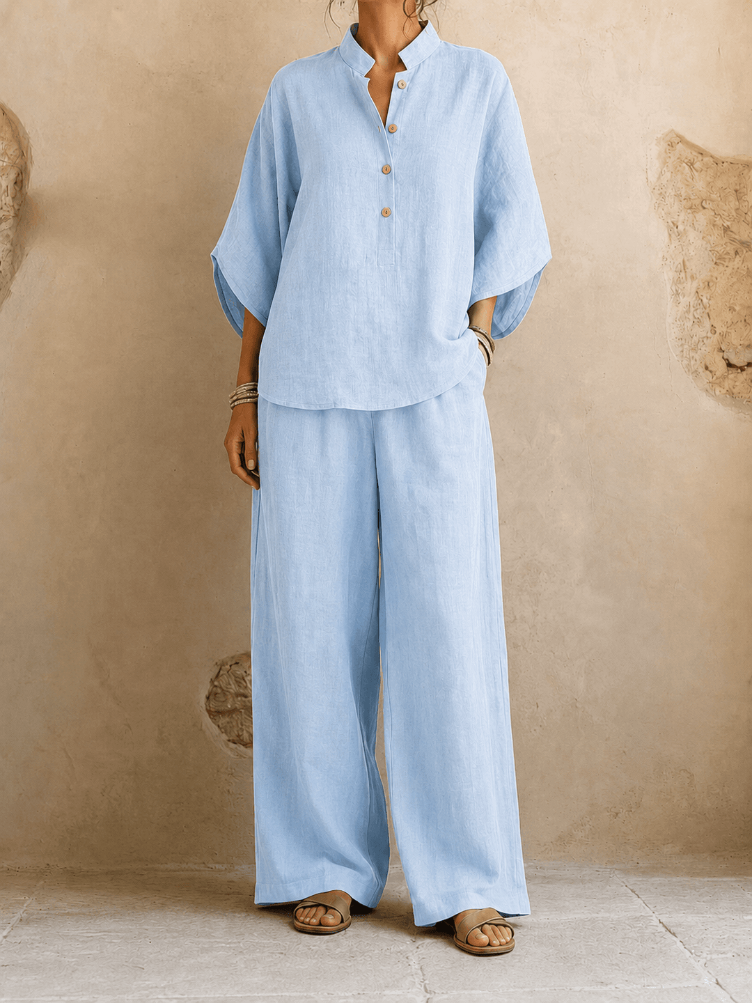 Jeanette – Batwing Top and Wide-Leg Pants Set