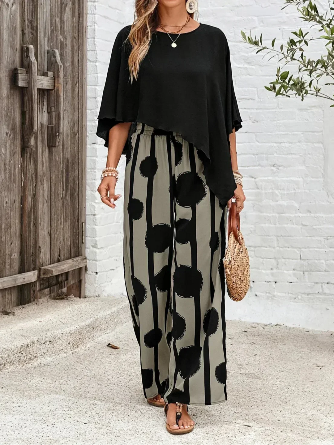 Vanessa – Relaxed Batwing Top and Wide-Leg Set