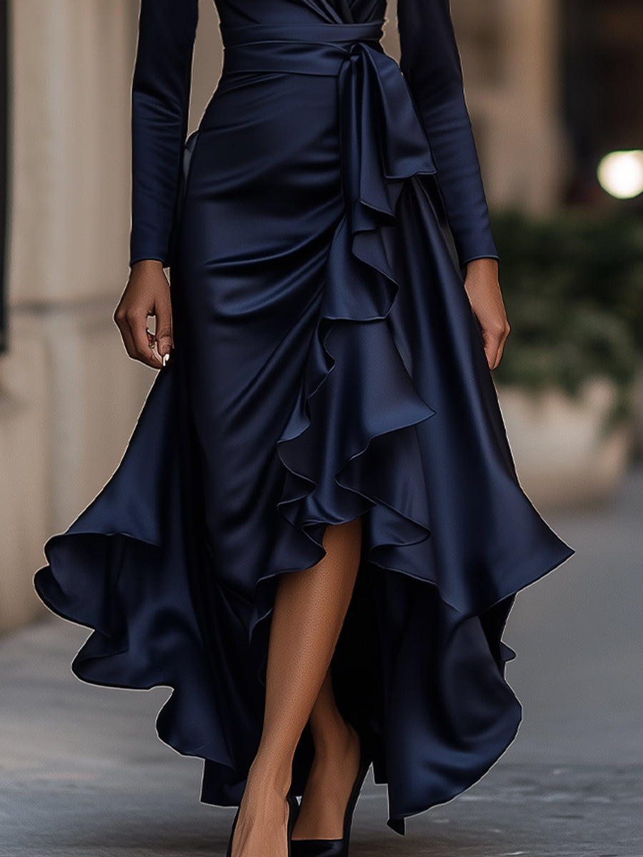 Camila | Draped Ruffle Maxi Dress