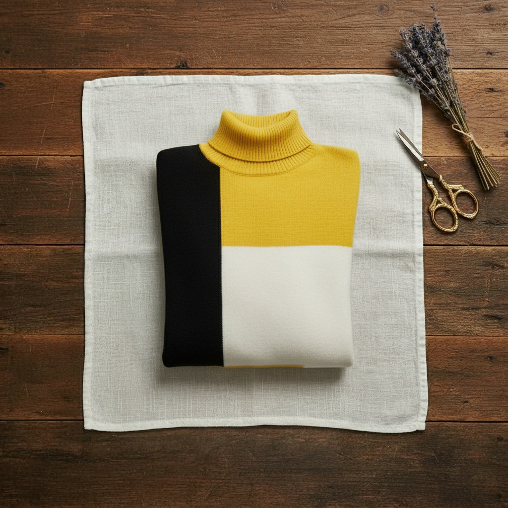 Melinda – Color-block Turtleneck Knit Sweater