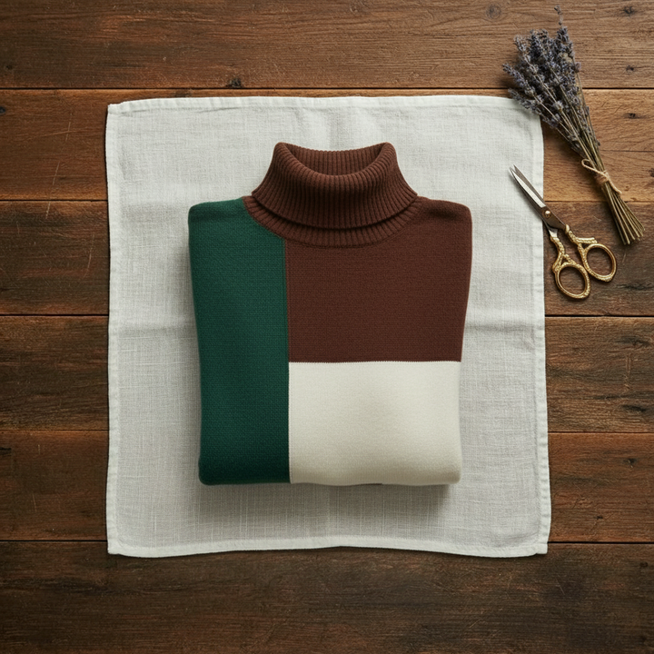 Melinda – Color-block Turtleneck Knit Sweater