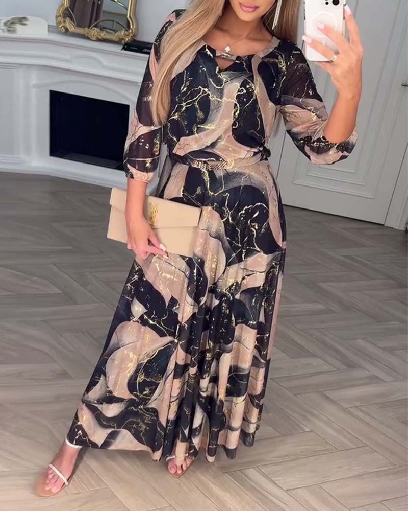 Selene | Printed Waist-Defined Dress