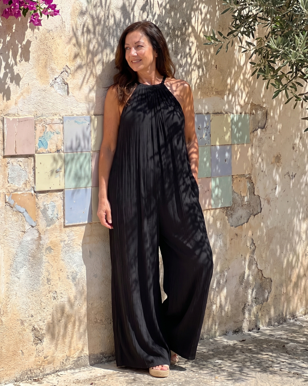 Talia | Pleated Halter Relaxed Jumpsuit