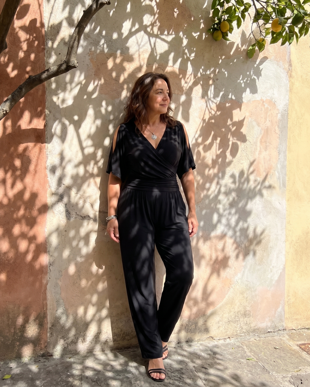 Camille | Cold-Shoulder Wrap-Waist Jumpsuit