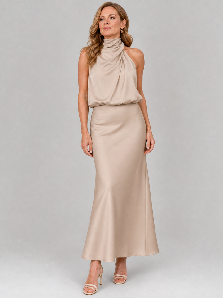 Natalie | Draped Neck Midi Dress