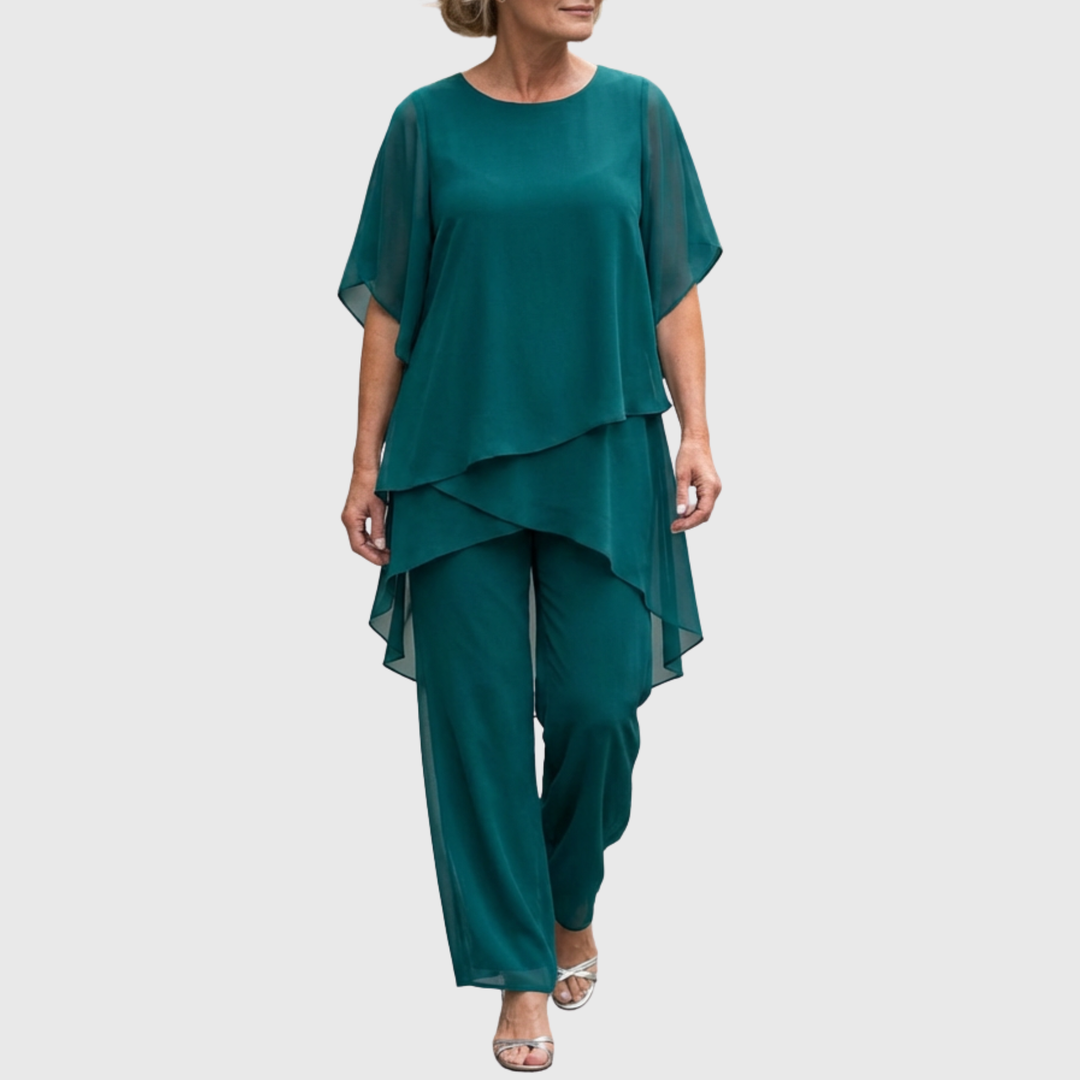 Keelin | Suit with Draped Palazzo Pants