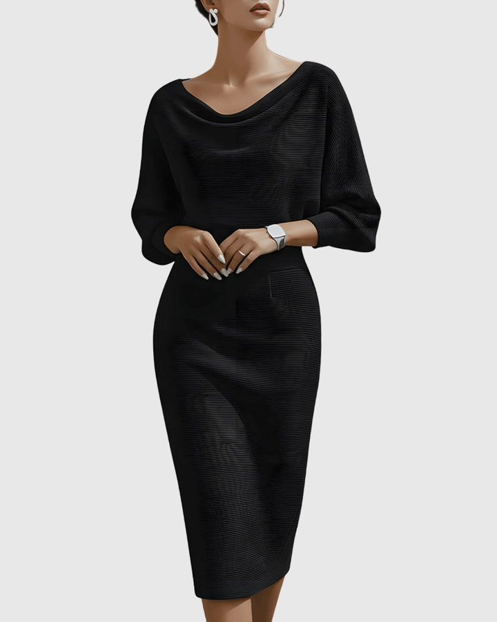 Genesis | White Draped Batwing Midi Dress
