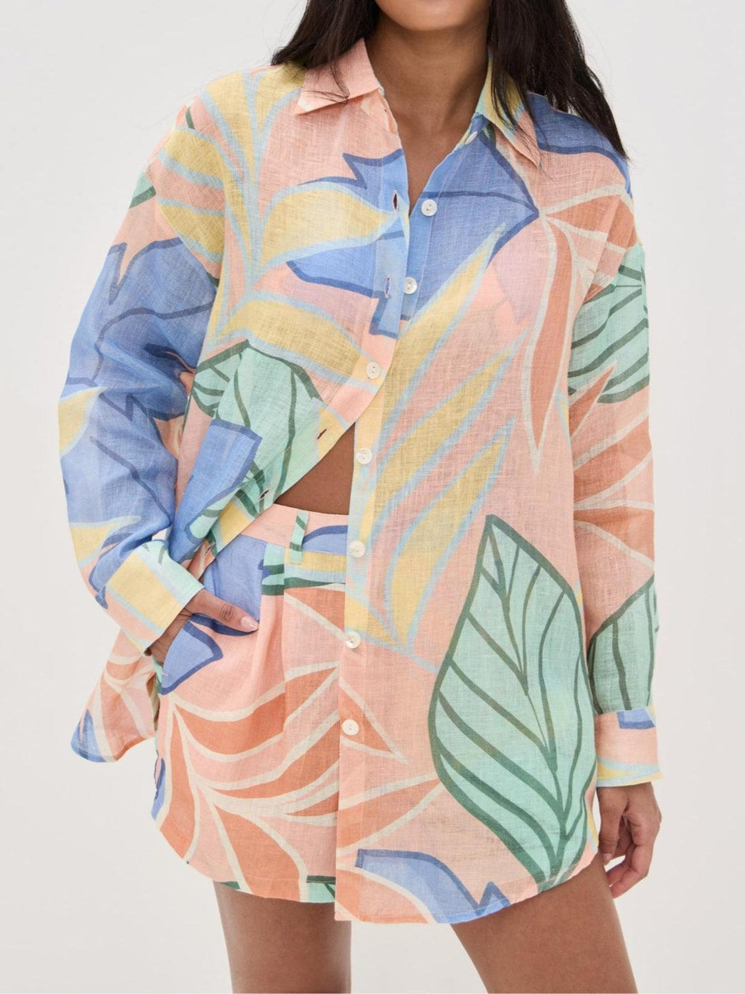 Jaelynn | Tropical Leaf Printed Short Set