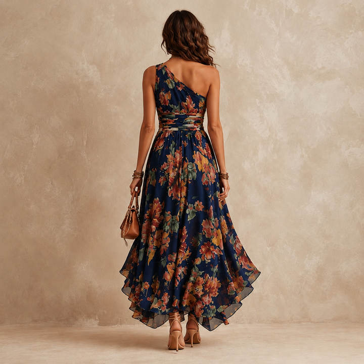 Meredith – One-Shoulder Floral Maxi Dress