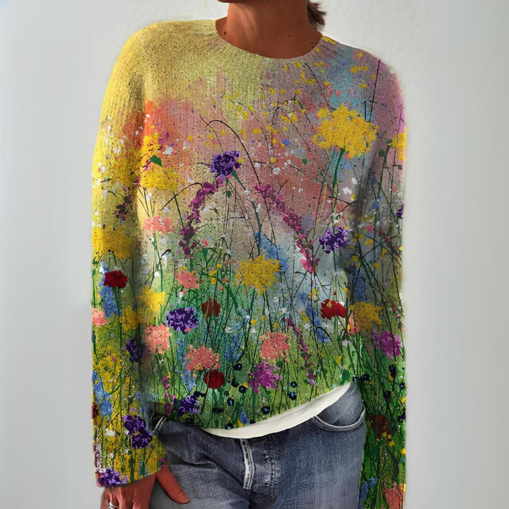 Lindsey – Wildflower Print Long Sleeve Sweater