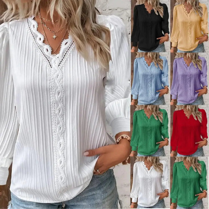 Lylah | Blouse with Chiffon and Lace Details
