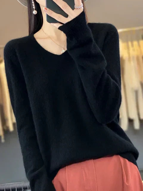 Erica – Loose Knit V-Neck Sweater