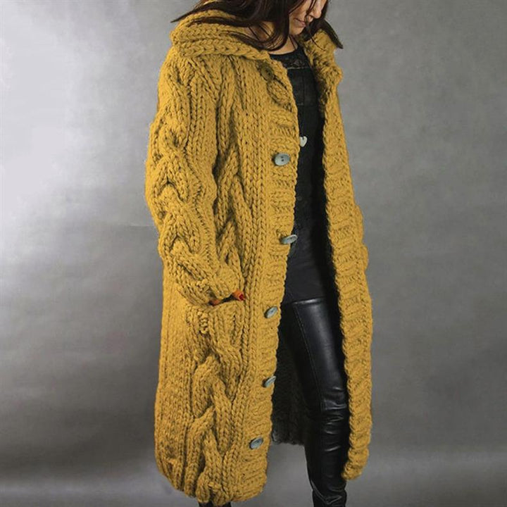 Ramona – Hooded Cable Knit Long Cardigan