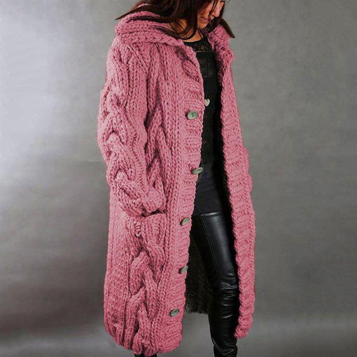 Ramona – Hooded Cable Knit Long Cardigan