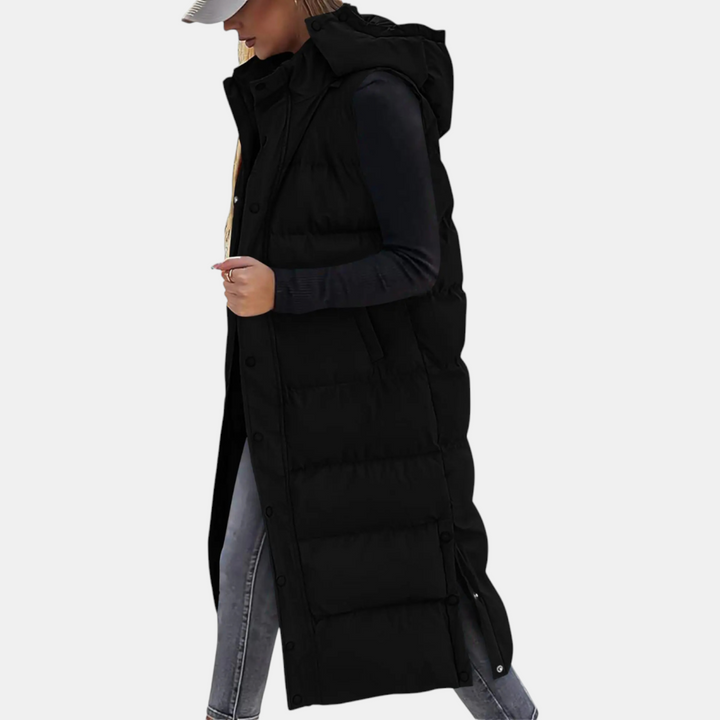 Viola – Quilted Hooded Maxi Puffer Vest