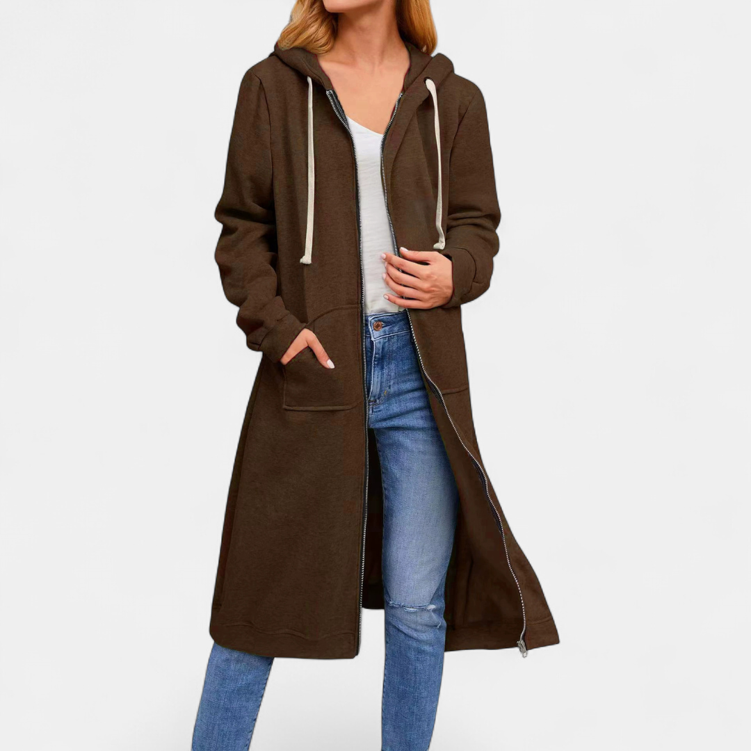Kimberly – Longline Zip-Up Hooded Sweatshirt