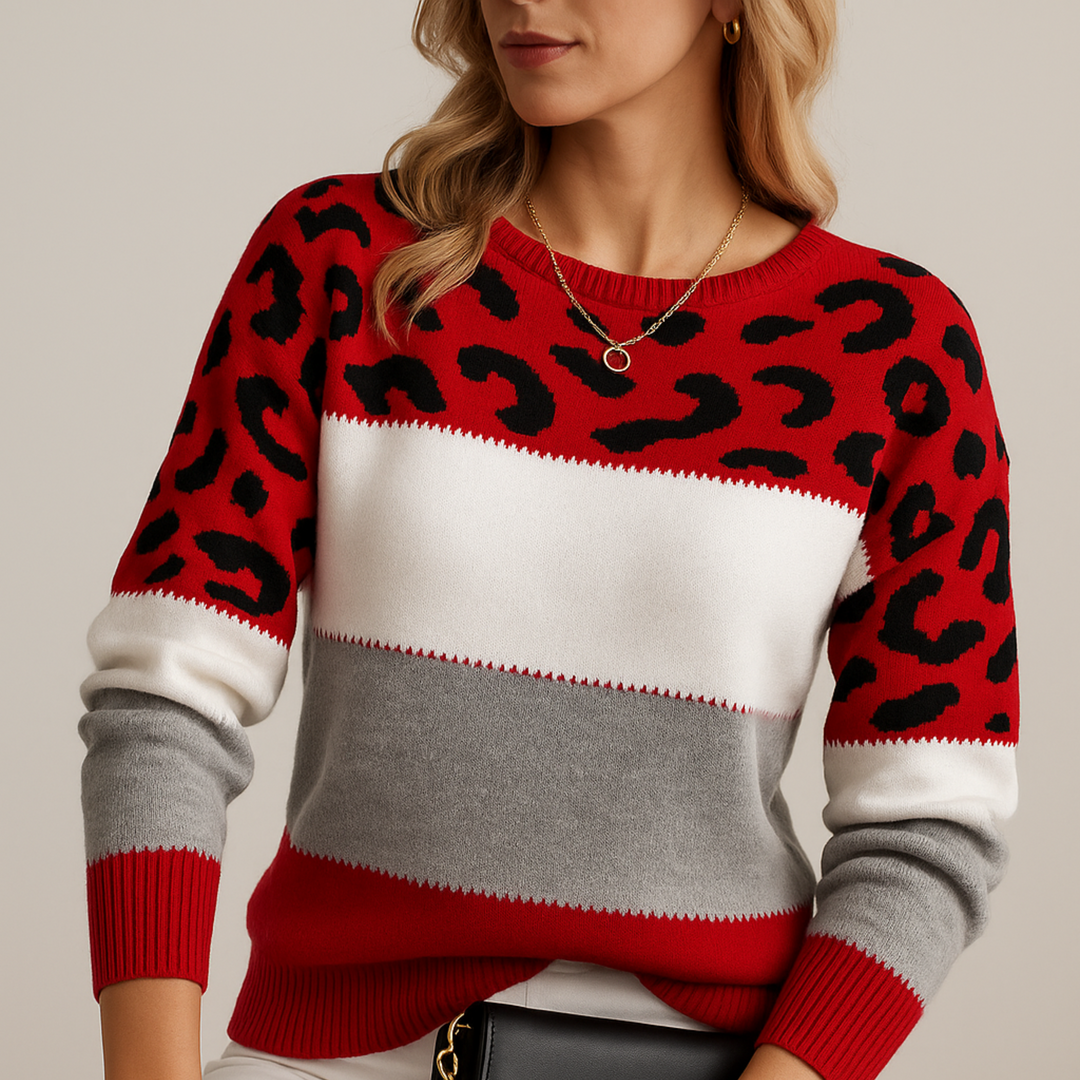 Myrtle – Leopard Print Knit Sweater