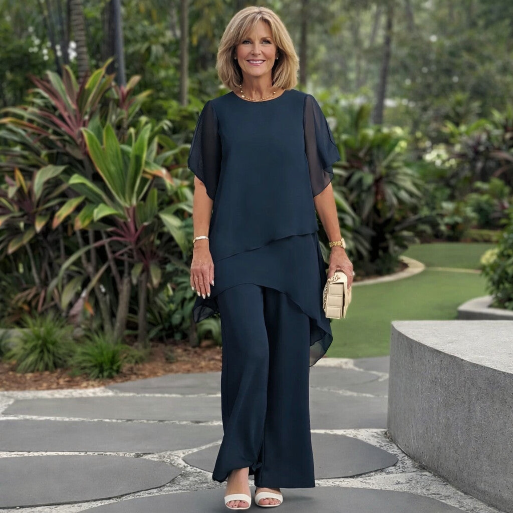 Kathleen | Chic Asymmetric Top & Pant Set