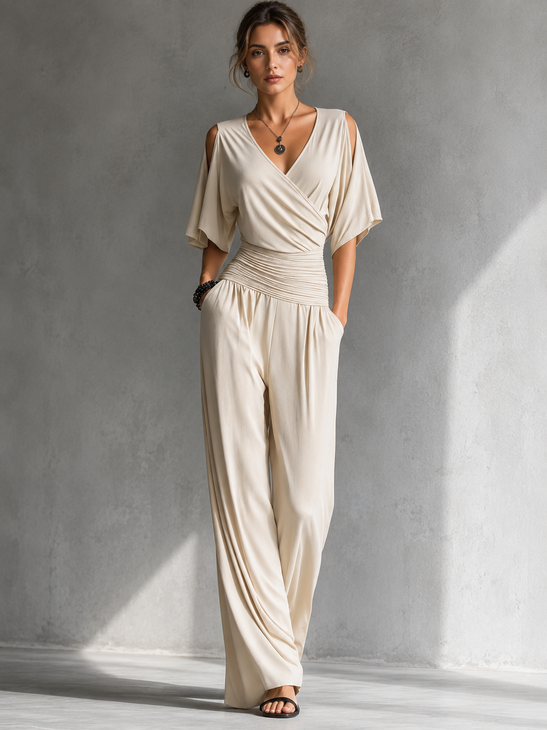Rachelle – Wide-Leg Wrap-Front Jumpsuit