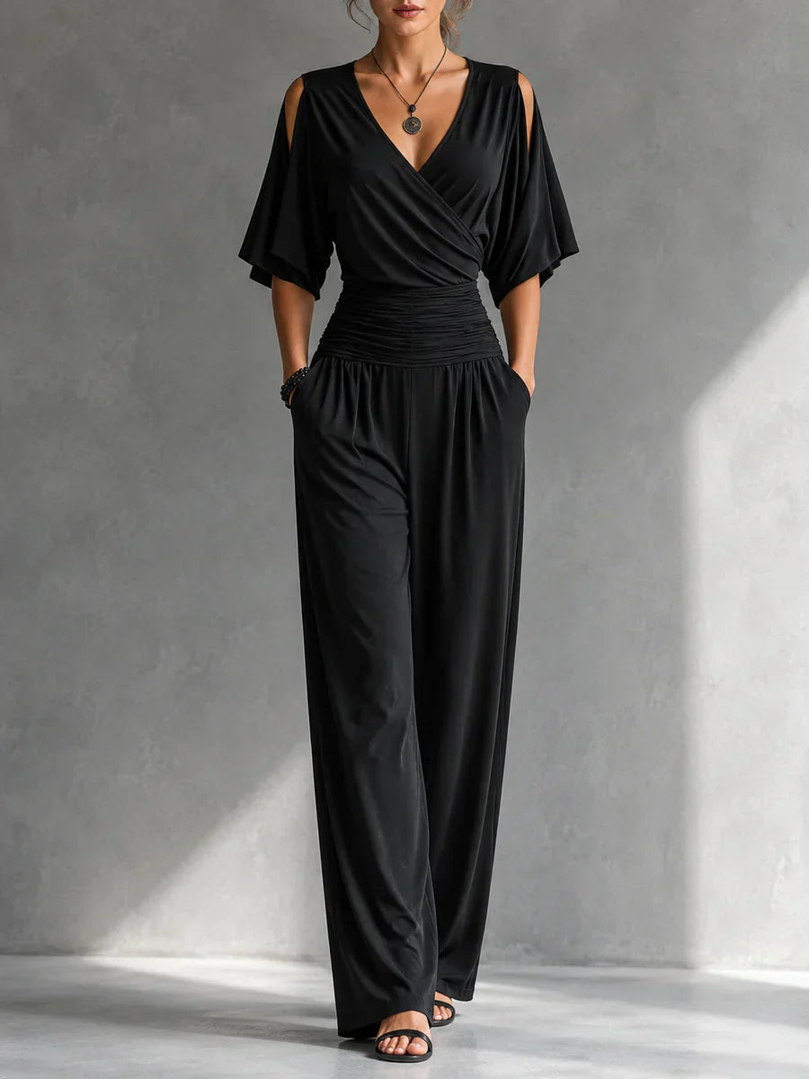 Rachelle – Wide-Leg Wrap-Front Jumpsuit