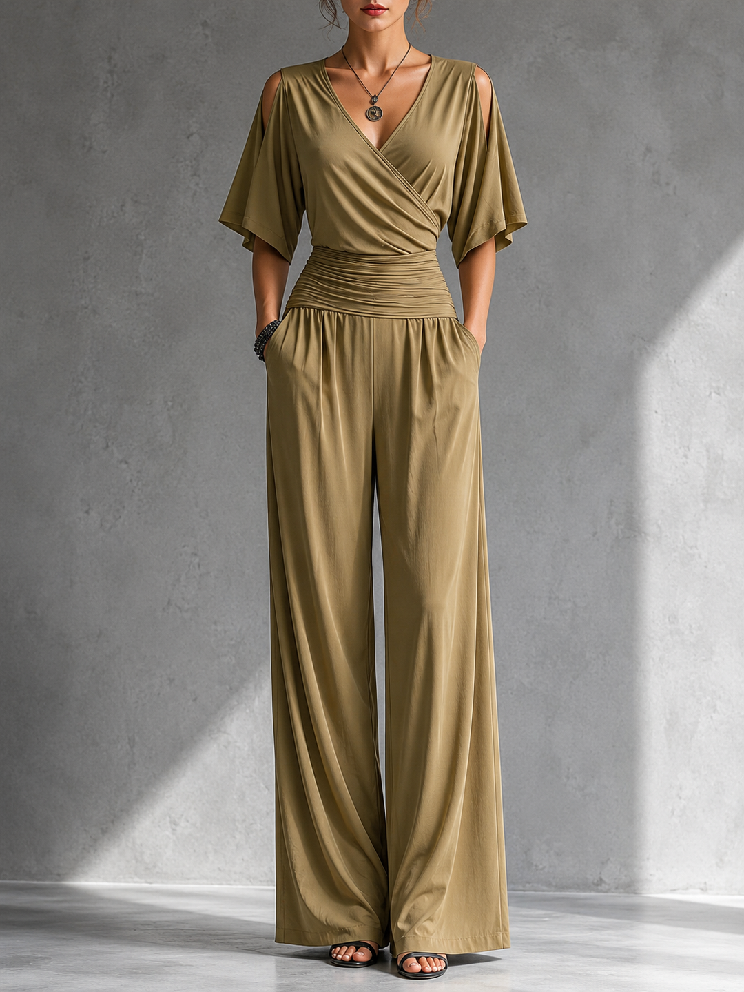 Rachelle – Wide-Leg Wrap-Front Jumpsuit