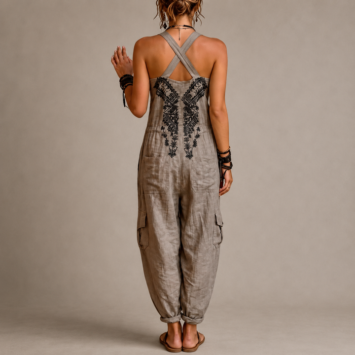 Wren – Bohemian Embroidered Harem Jumpsuit
