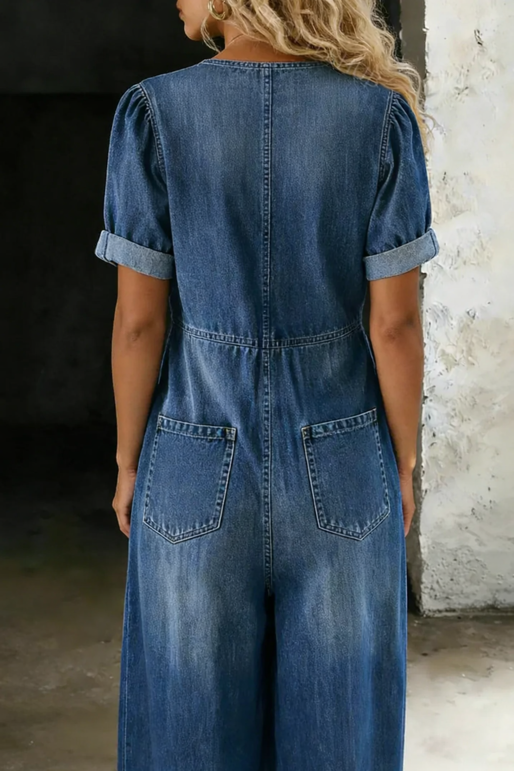Chloe | V-Neck Denim Jumpsuit