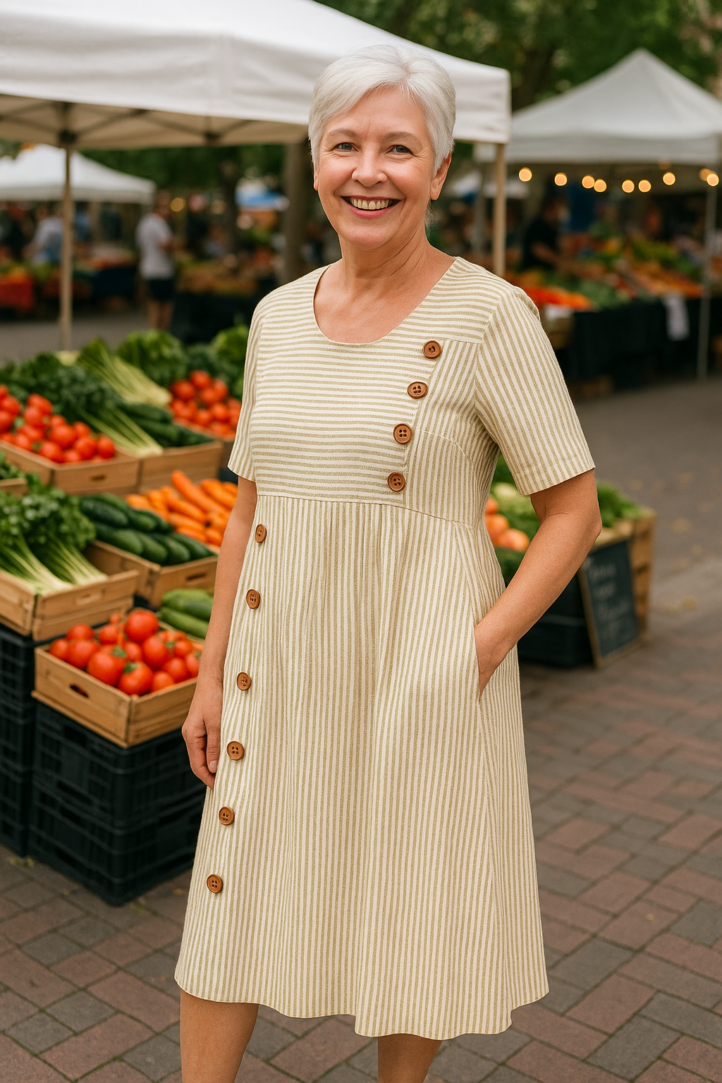 Amber | Striped Midi Dress – Effortless Comfort, Everyday Confidence