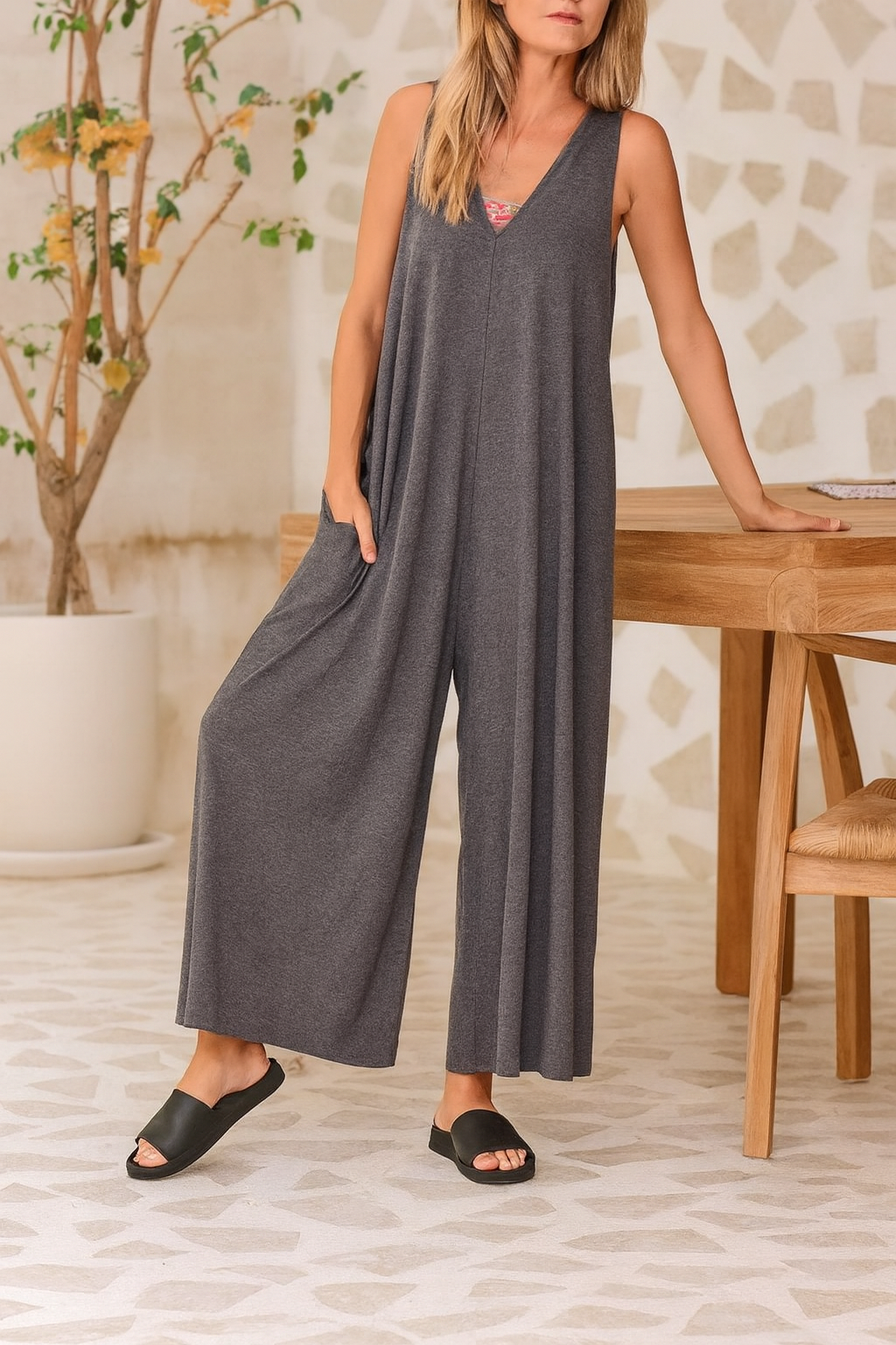 Ilse | Wide Leg Letur Jumpsuit