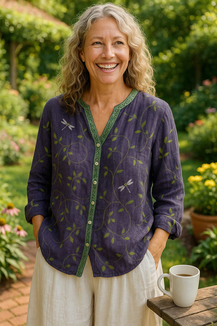 Dulcie | Relaxed V-Neck Blouse – Timeless Style, Effortless Comfort
