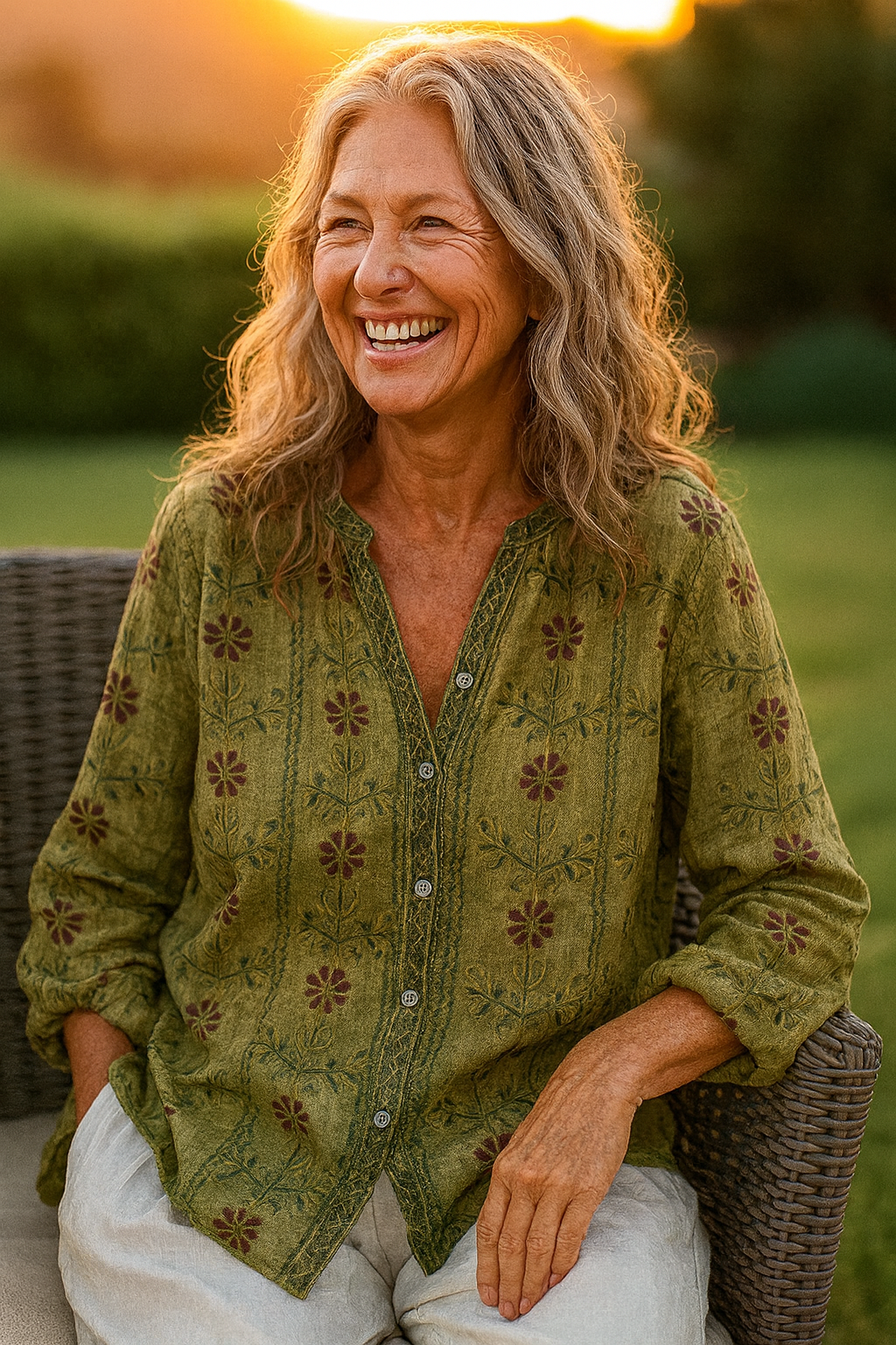 Dulcie | Relaxed V-Neck Blouse – Timeless Style, Effortless Comfort