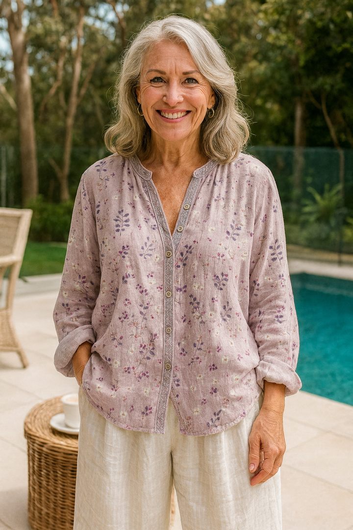 Dulcie | Relaxed V-Neck Blouse – Timeless Style, Effortless Comfort