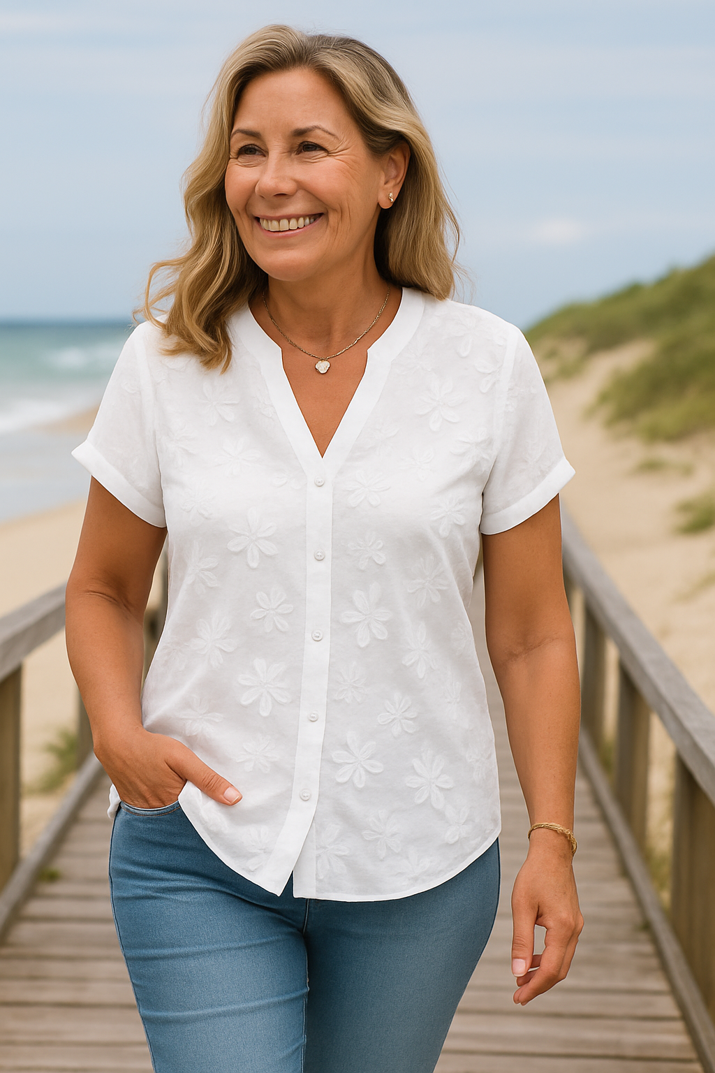 Annabella | Natural Cotton-Linen Top